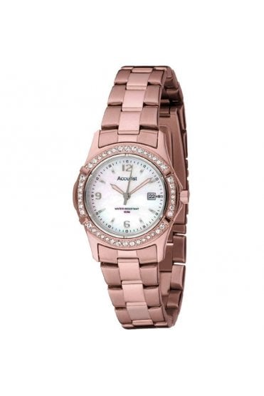 Accurist Ladies Stone Set PVD Rose Gold 30mm Watch LB1545