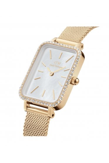 Daniel Wellington Ladies Quadro Lumine Bezel Evergold 20mm Dress Watch DW00100668