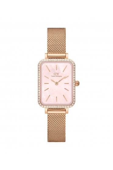 Daniel Wellington Ladies Quadro Lumine Bezel Melrose Pink 20mm Dress Watch DW00100669