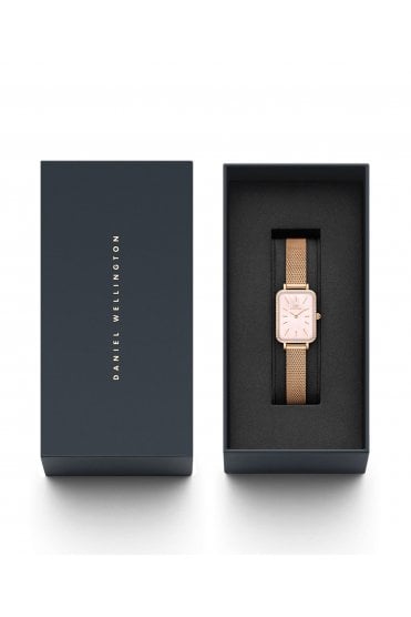 Daniel Wellington Ladies Quadro Lumine Bezel Melrose Pink 20mm Dress Watch DW00100669
