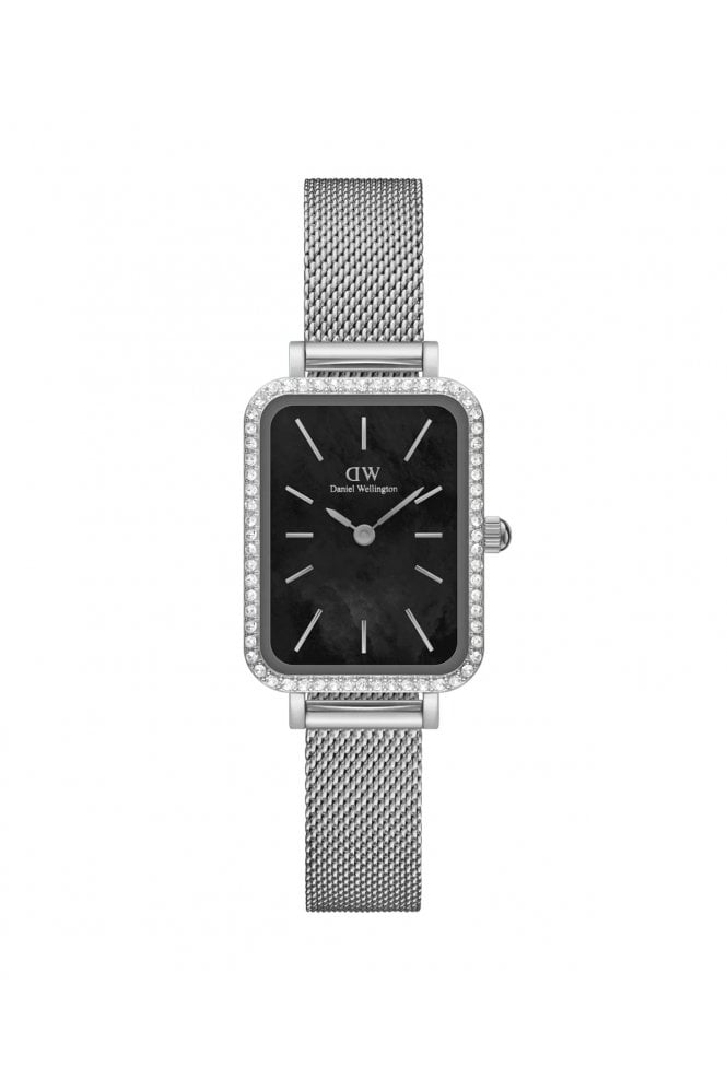 Daniel Wellington  Ladies Quadro Lumine Bezel Sterling Black 20mm Dress Watch DW00100667