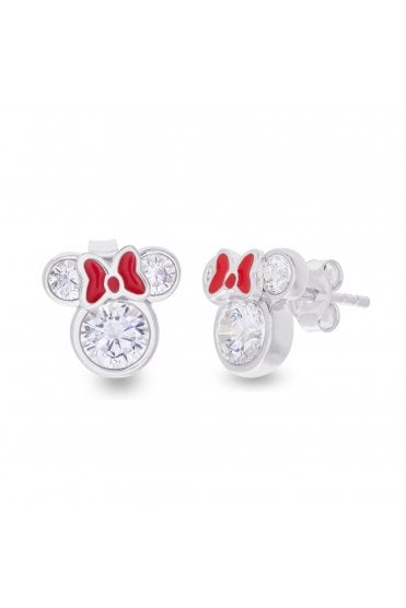 Minnie Mouse Stone Set Silver and Red Earrings E902851RZWL