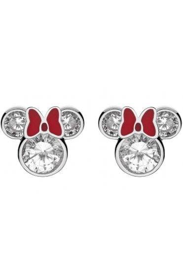 Minnie Mouse Stone Set Silver and Red Earrings E902851RZWL