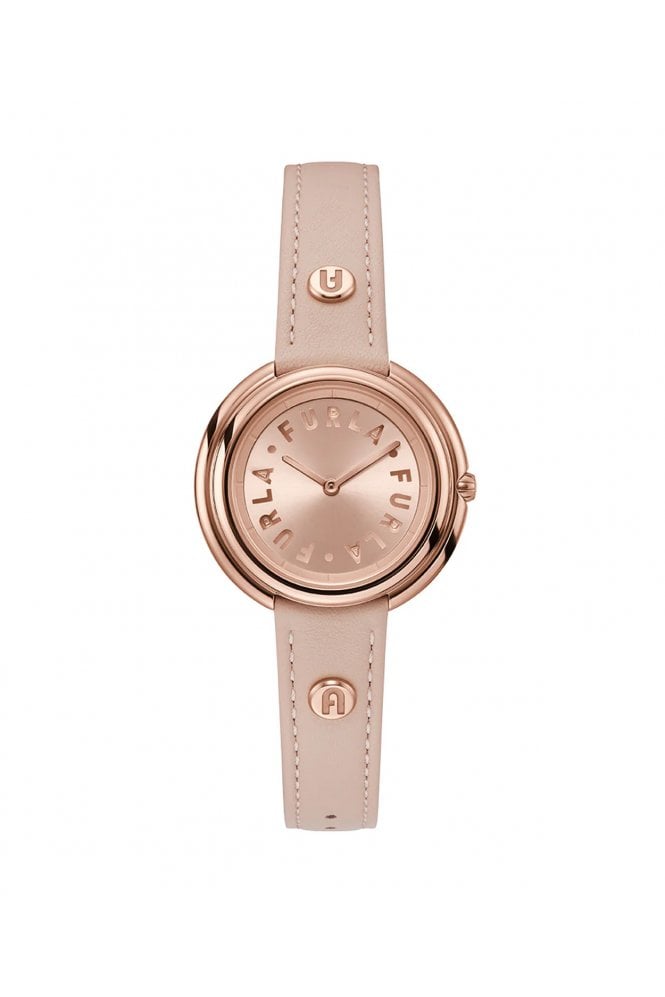 Furla  Ladies Icon Shape 34mm Rose Gold Leather Strap Watch WW00032012L3