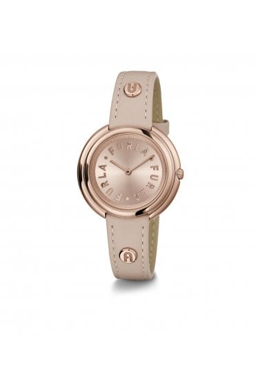 Furla Ladies Icon Shape 34mm Rose Gold Leather Strap Watch WW00032012L3