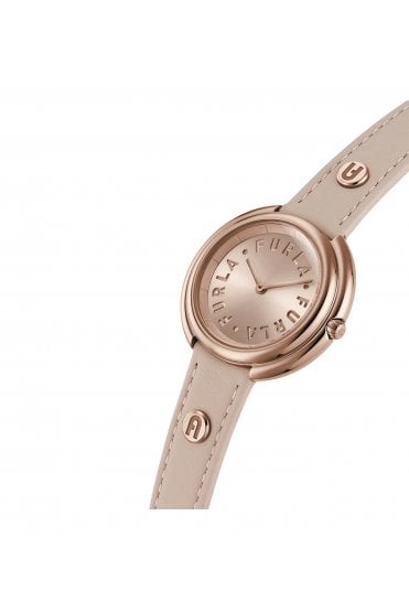 Furla Ladies Icon Shape 34mm Rose Gold Leather Strap Watch WW00032012L3