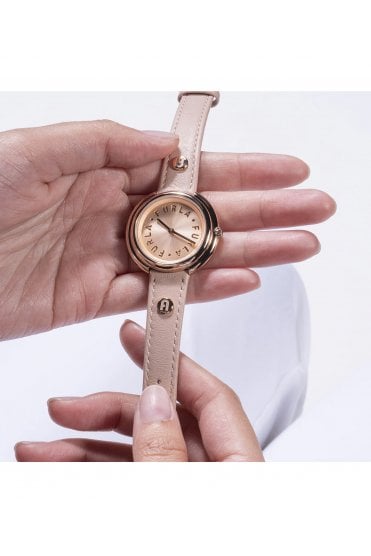 Furla Ladies Icon Shape 34mm Rose Gold Leather Strap Watch WW00032012L3