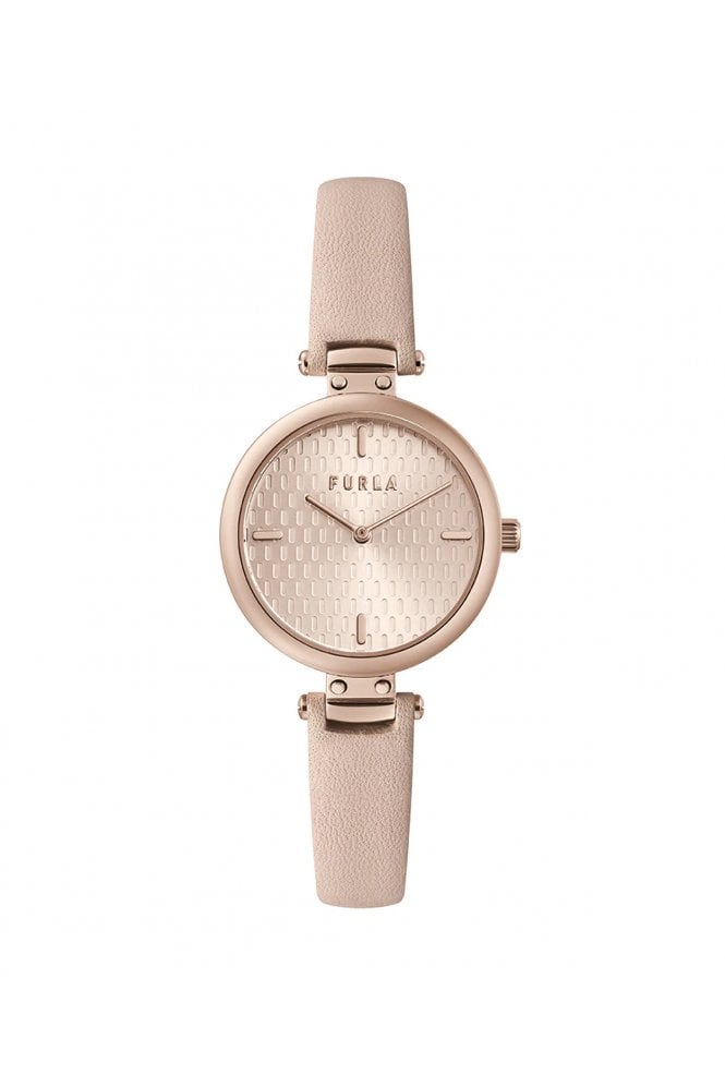 Furla  Ladies New Pin 32mm Rose Gold Leather Strap Watch WW00018004L3