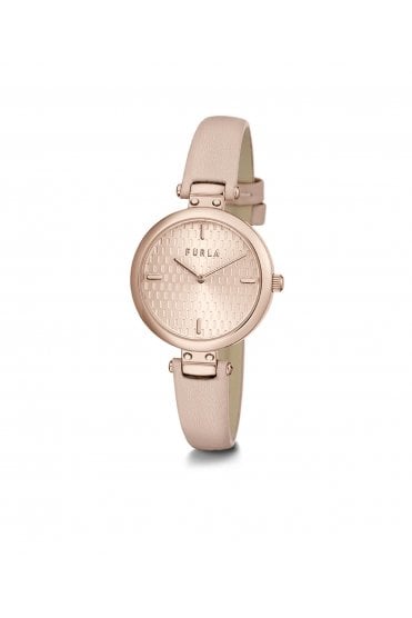 Furla Ladies New Pin 32mm Rose Gold Leather Strap Watch WW00018004L3