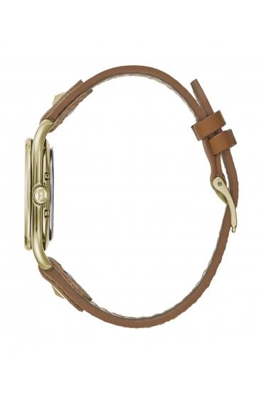 Furla Ladies Studs Index 24mm Gold-Tone leather Strap Watch WW00008002L2