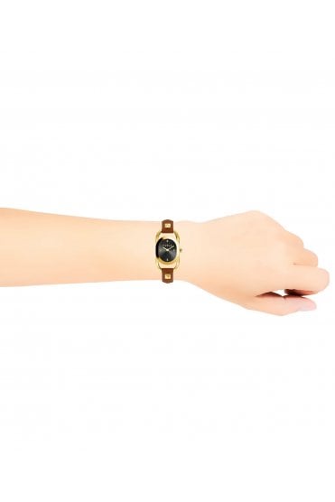 Furla Ladies Studs Index 24mm Gold-Tone leather Strap Watch WW00008002L2