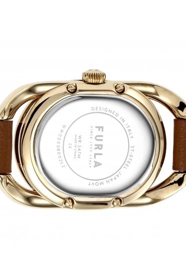 Furla Ladies Studs Index 24mm Gold-Tone leather Strap Watch WW00008002L2