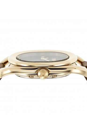 Furla Ladies Studs Index 24mm Gold-Tone leather Strap Watch WW00008002L2