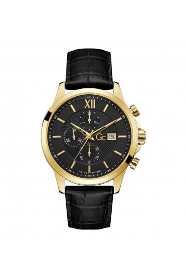 GC Gents Executive Chrono Black Leather Strap 44mm Dress Watch Y27010G2MF