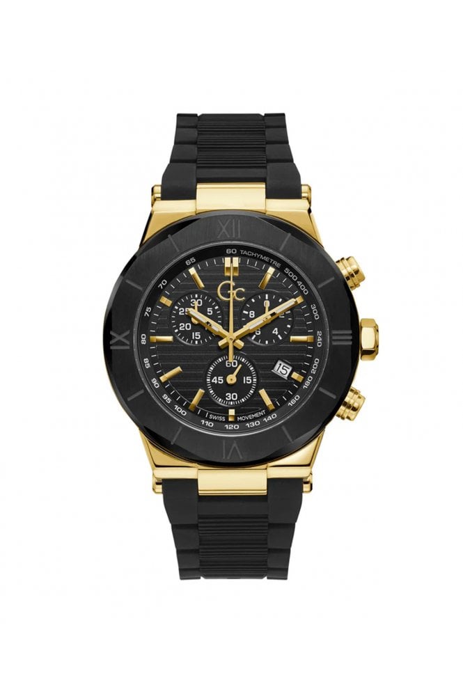 GC  Gents Force Black Silicone Strap 44mm Dress Watch Y69005G2MF
