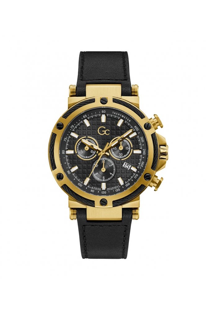 GC  Gents UrbanCode Black Leather Strap 44mm Dress Watch Y54007G2MF