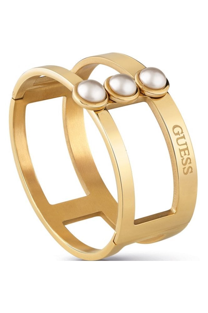 Guess  3 White Pearl Gold Bangle UBB78067-L