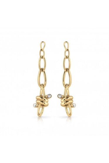 Guess Dangling Love Wire Gold Earrings UBE29016
