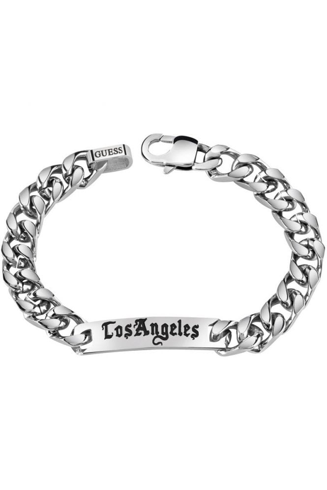 Guess  Gents Stainless Steel Engraved Curb Chain Bracelet UMB21527-L