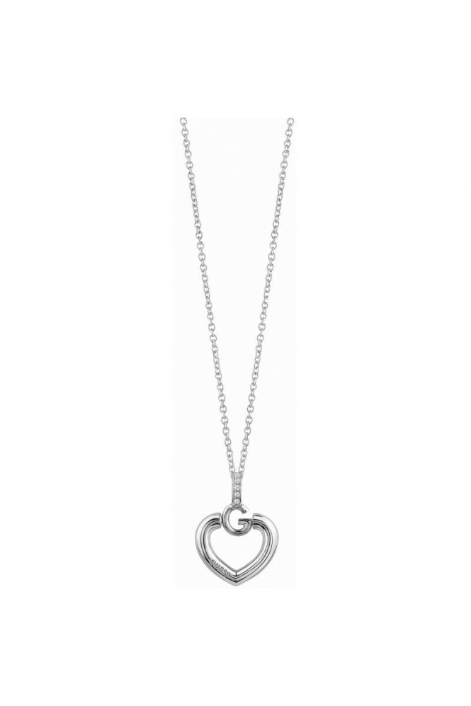 Guess  Gisele Bold G Heart Necklace UBN83009