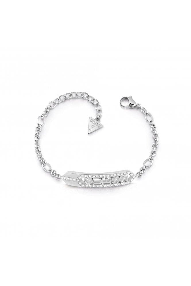 Guess  Hexagon Plaque Logo Silver Bracelet UBB29120-L