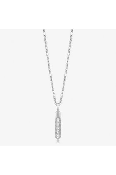 Guess Hexagon Stainless Steel Crystal Necklace UBN29105