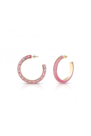 Guess Ladies Hoops Don't Lie Earrings UBE01498YGPK