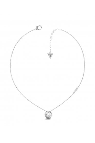 Guess Ladies Silver-Tone Moon Phases Necklace UBN01190RH