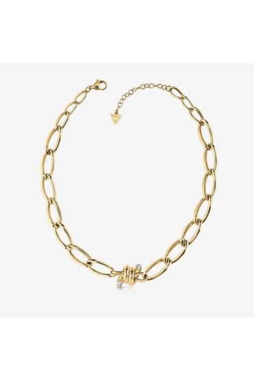 Guess Love Wire Gold Plated Chain Necklace UBN29025