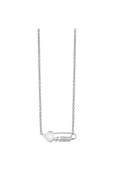 Guess Pin Up Logo Heart Necklace UBN83117