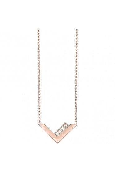 Ladies Guess Rose Gold Plated Triometric Necklace UBN82087