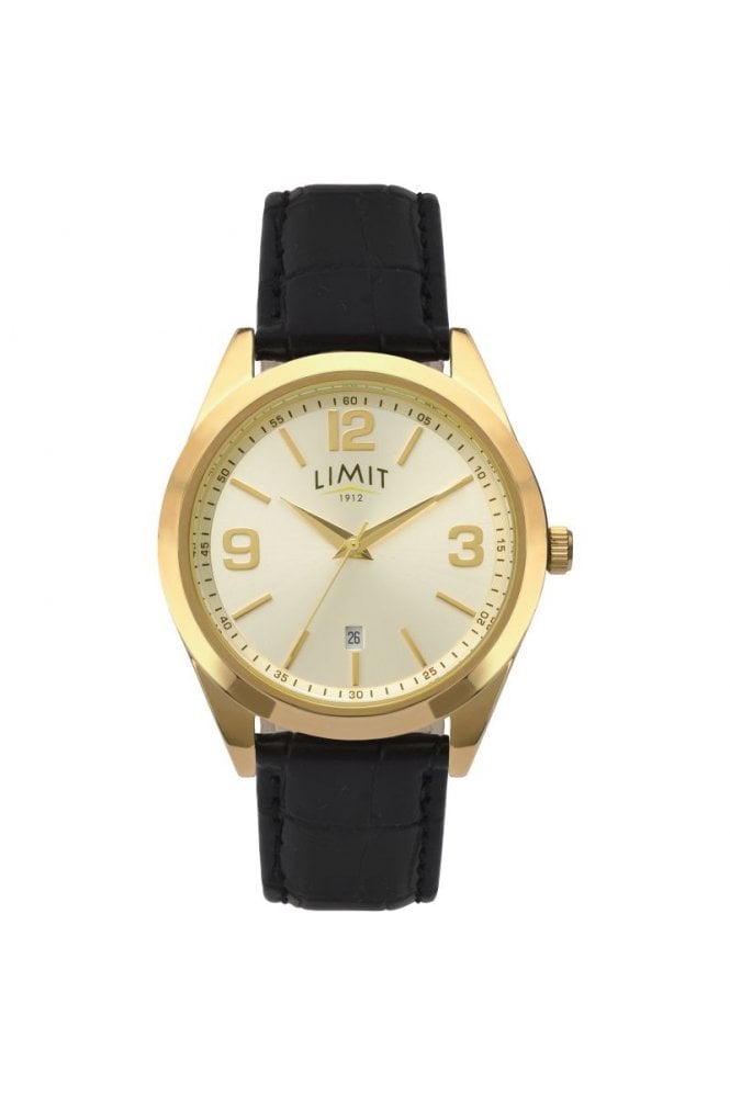 Limit  Gents Gold Case Champagne Dial Watch 5689
