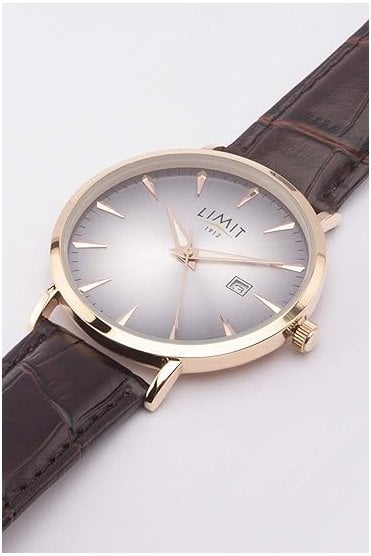 Limit Gents Gold Case Silver Dial Watch 5955