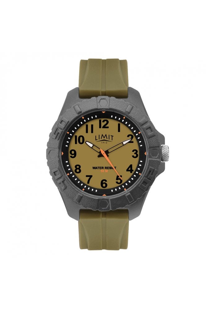 Limit  Gents Silicone Strap Khaki Dial Watch 5753