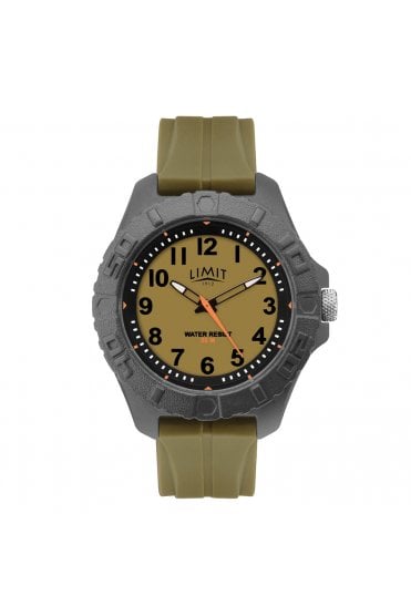 Limit Gents Silicone Strap Khaki Dial Watch 5753