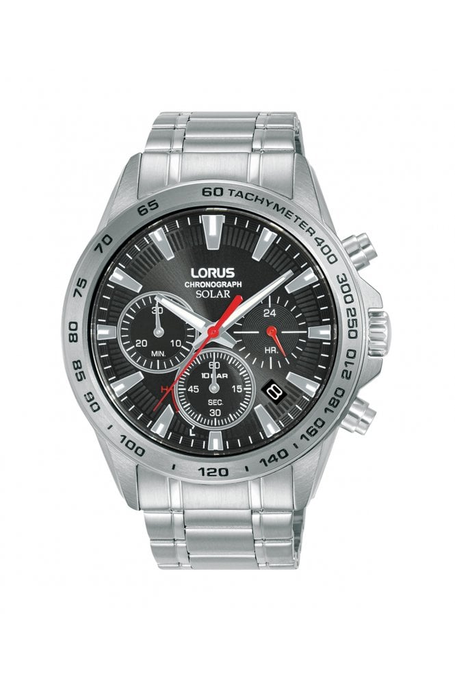 Lorus  Gents Solar Sports Chronograph 44mm Stainless Steel Watch RZ501AX9