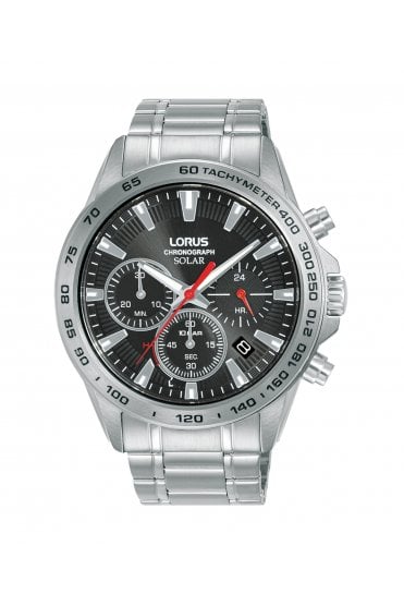Lorus Gents Solar Sports Chronograph 44mm Stainless Steel Watch RZ501AX9