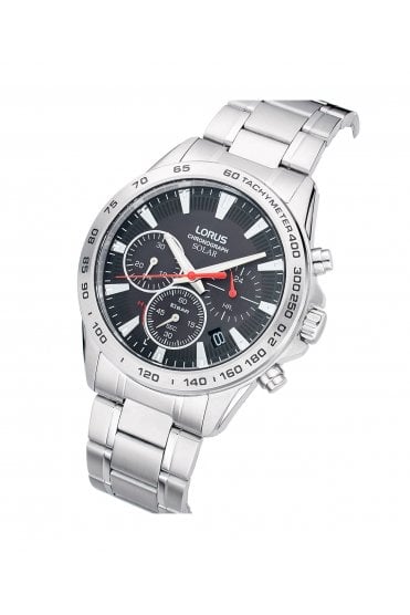 Lorus Gents Solar Sports Chronograph 44mm Stainless Steel Watch RZ501AX9