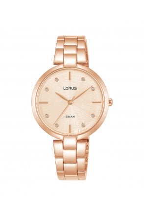 Lorus Ladies 32mm Rose Gold-Tone Stainless Steel Dress Watch RG240VX9