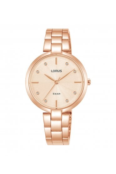 Lorus Ladies 32mm Rose Gold-Tone Stainless Steel Dress Watch RG240VX9