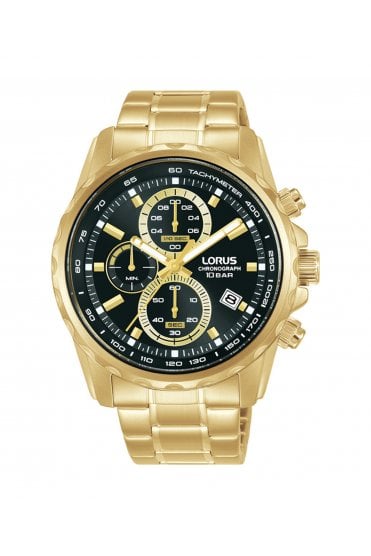 Lorus Sports Chronograph 43mm Gold-Tone Stainless Steel Watch RM378JX9