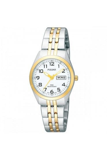 Pulsar Ladies Stainless Steel Day Date 26mm 5ATM Watch PN8006X1