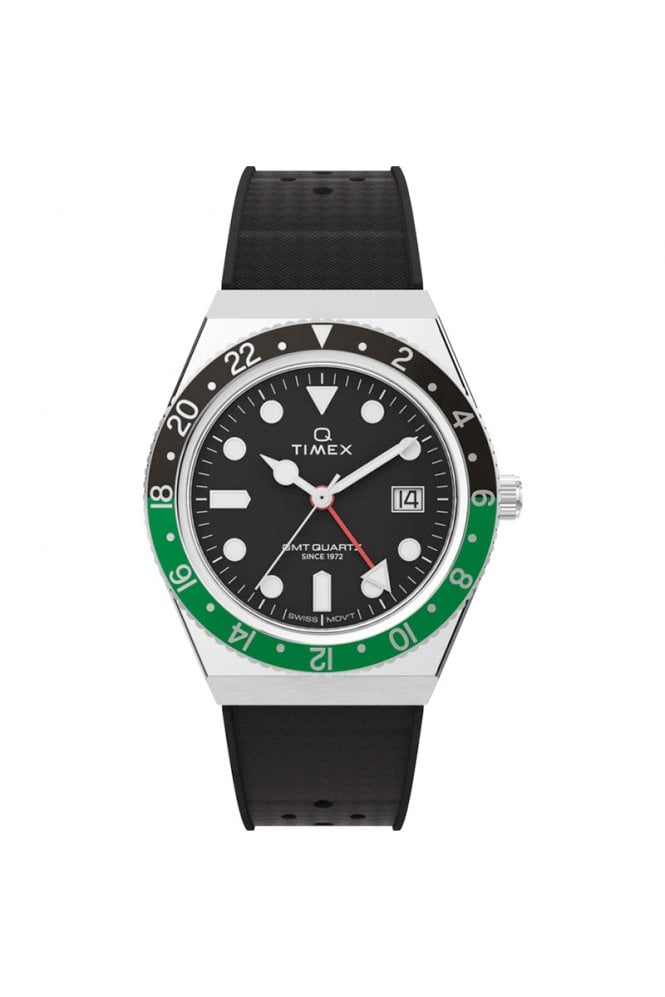 Timex Q  GMT 38mm Synthetic Rubber Strap Watch TW2W57500