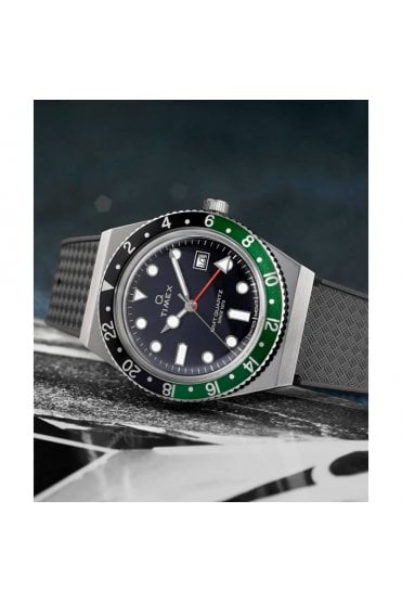 Q Timex GMT 38mm Synthetic Rubber Strap Watch TW2W57500
