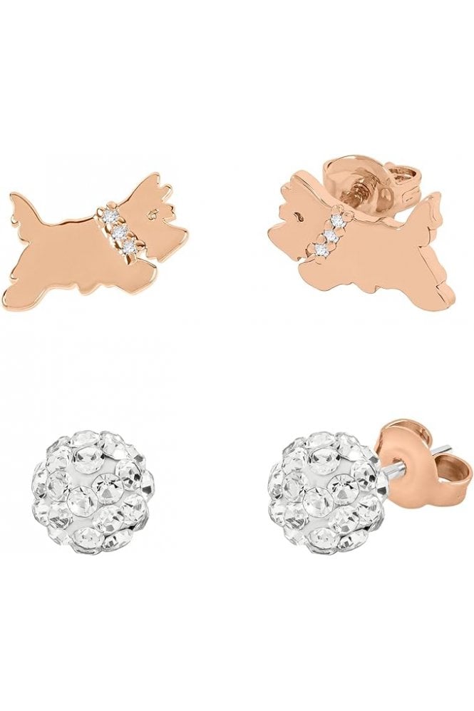 Radley  Clear Stone Fireball Studs & Rose Gold Jumping Dog Twin Pack RYJ1314S
