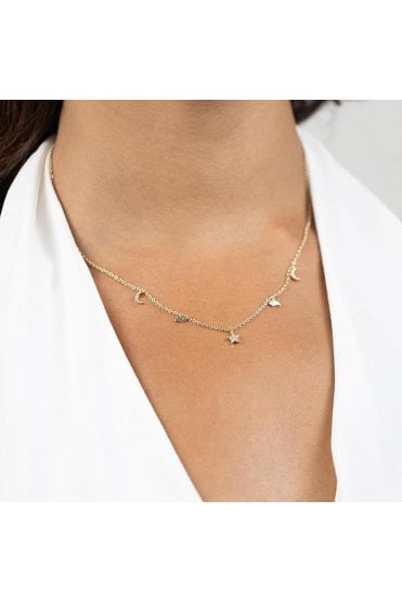 Radley Galaxy Street Stone Set Moon and Star Charm Necklace RYJ2410S