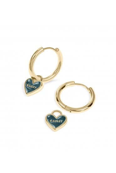 Radley Ladies 18ct Gold Plated Hanging Heart Huggie Hoop Earrings RYJ1578S