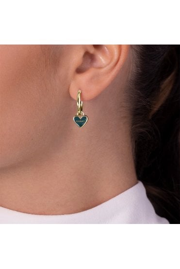 Radley Ladies 18ct Gold Plated Hanging Heart Huggie Hoop Earrings RYJ1578S