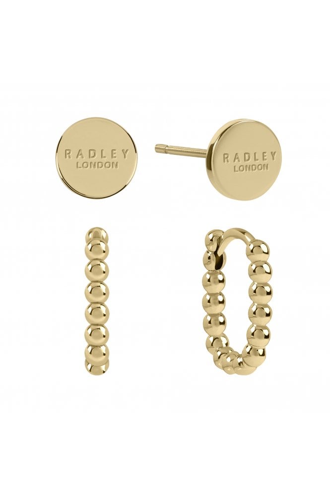 Radley  Ladies 18ct Gold Plated Huggie Earrings Twin Pack RYJ1456S