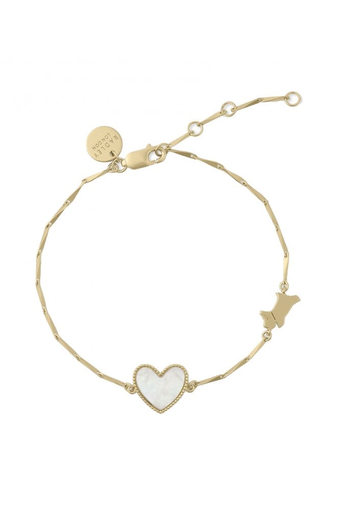 Radley  Ladies 18ct Mother of Pearl Heart Gold Plated Bracelet RYJ3372